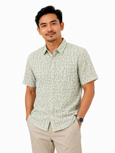 Load image into Gallery viewer, Batik Shirts Exclusive White Green Pixel
