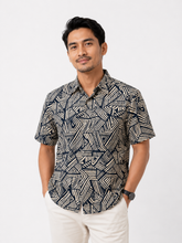 Load image into Gallery viewer, Batik Shirts Linen Raden Navy Champagne

